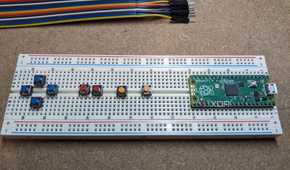 Buttons and Pico on a breadboard