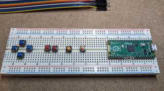 Buttons and Pico on a breadboard