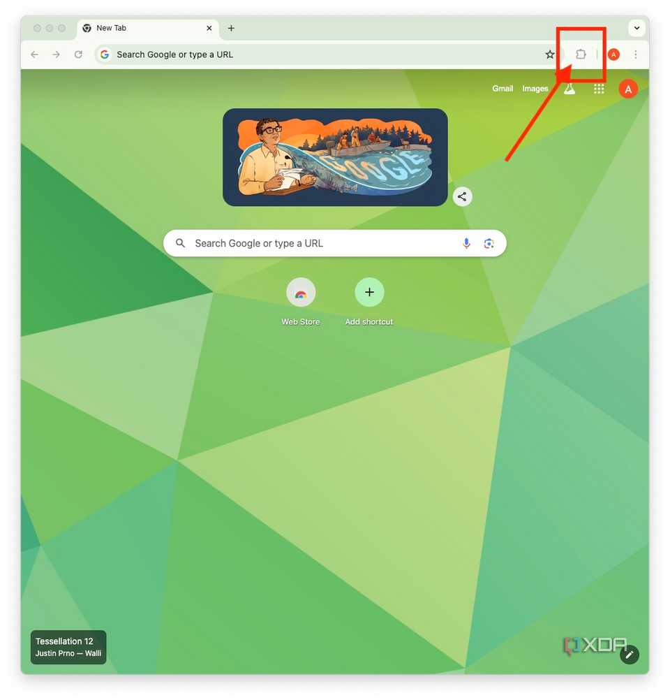 Screenshot showing how to access a chrome extension