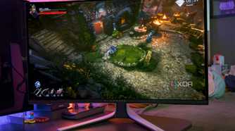 A game displayed on the Dell AW3225QF.