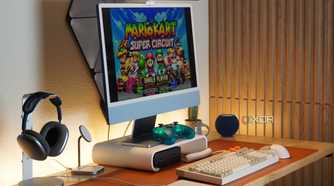 The MarioKart screen on an iMac.