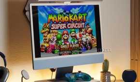 Mario Kart Super Circuit on an iMac.
