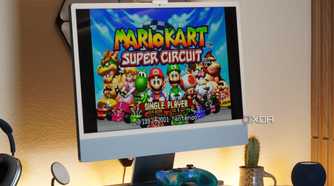 Mario Kart Super Circuit on an iMac.