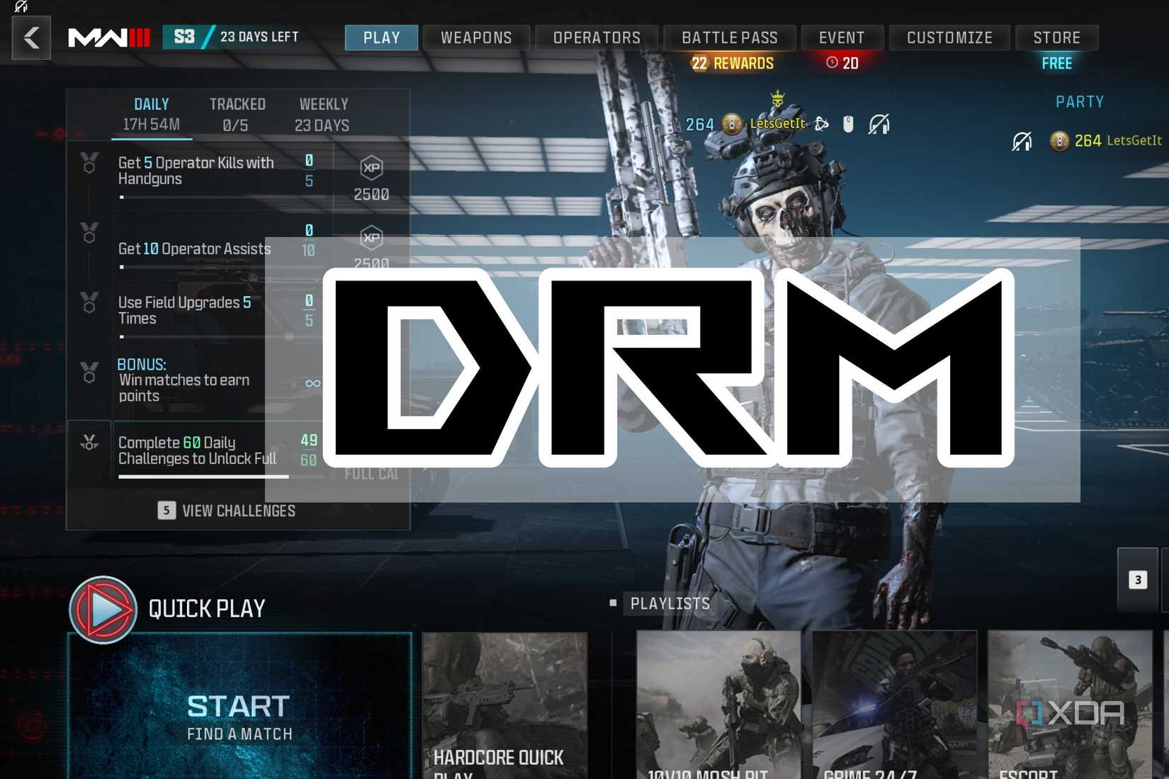 COD MW3 with DRM wording overlay