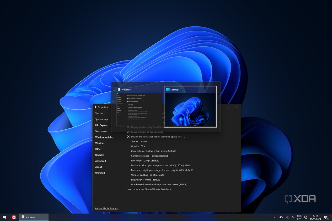 Screenshot of ExplorerPatcher's Simple Windows Switcher