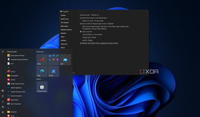Screenshot of a Windows 11 desktop with a left-aligned Windows 10-style Start menu