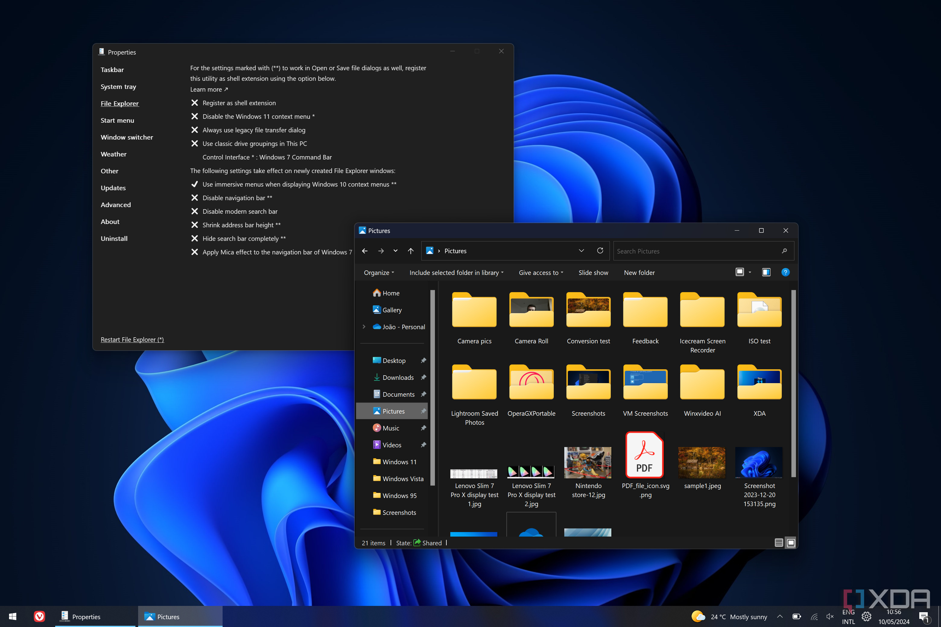 Screenshot of File Explorer in Windows 11 using a Windows 7 Command Bar