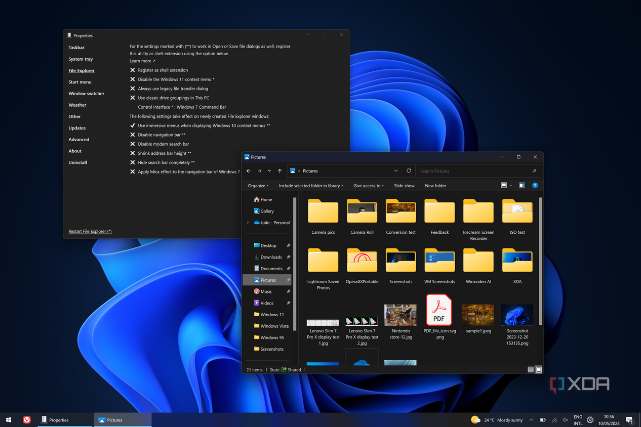Screenshot of File Explorer in Windows 11 using a Windows 7 Command Bar