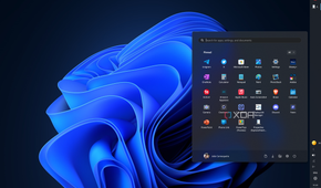 Screenshot of a Windows 11 desktop with a taskbar on the right side of the screen with a Start menu without Recommended content