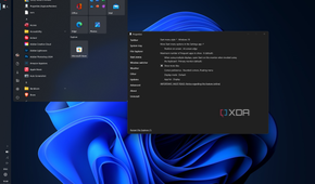 Screenshot of a Windows 11 desktop with the taskbar on the left and a Windows 10-dtyle Start menu open in the top left corner