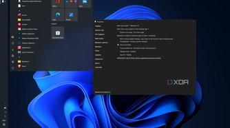 Screenshot of a Windows 11 desktop with the taskbar on the left and a Windows 10-dtyle Start menu open in the top left corner