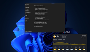 Screenshot of the ExplorerPatcher weather widget