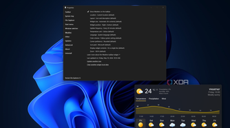 Screenshot of the ExplorerPatcher weather widget