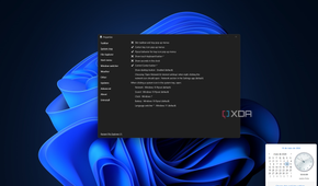 Screenshot of a Windows 11 desktop with a Windows 7-style Clock flyout and an ExplorerPatcher window open