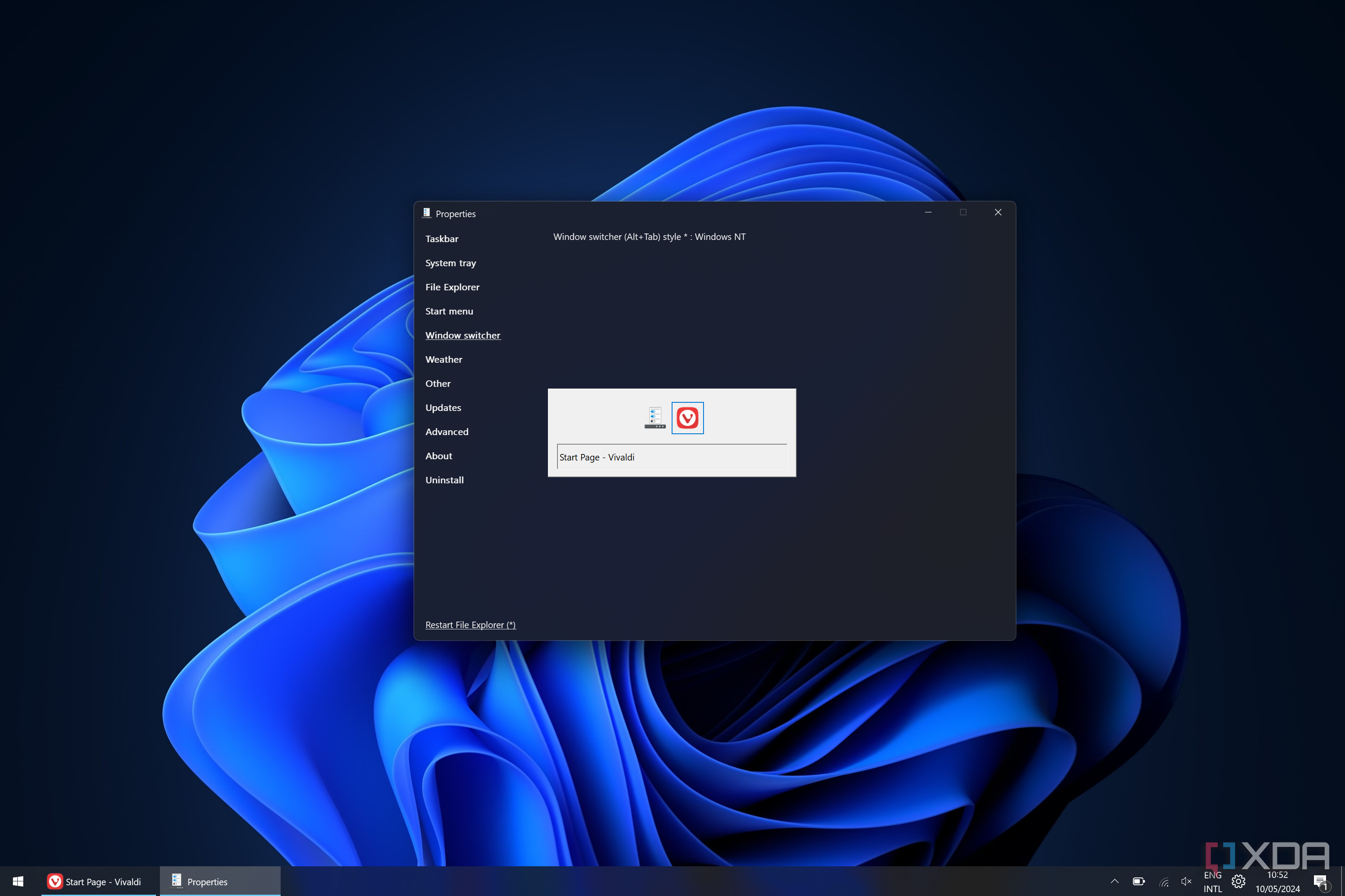 Screenshot of ExplorerPatcher's Windows NT style window switcher