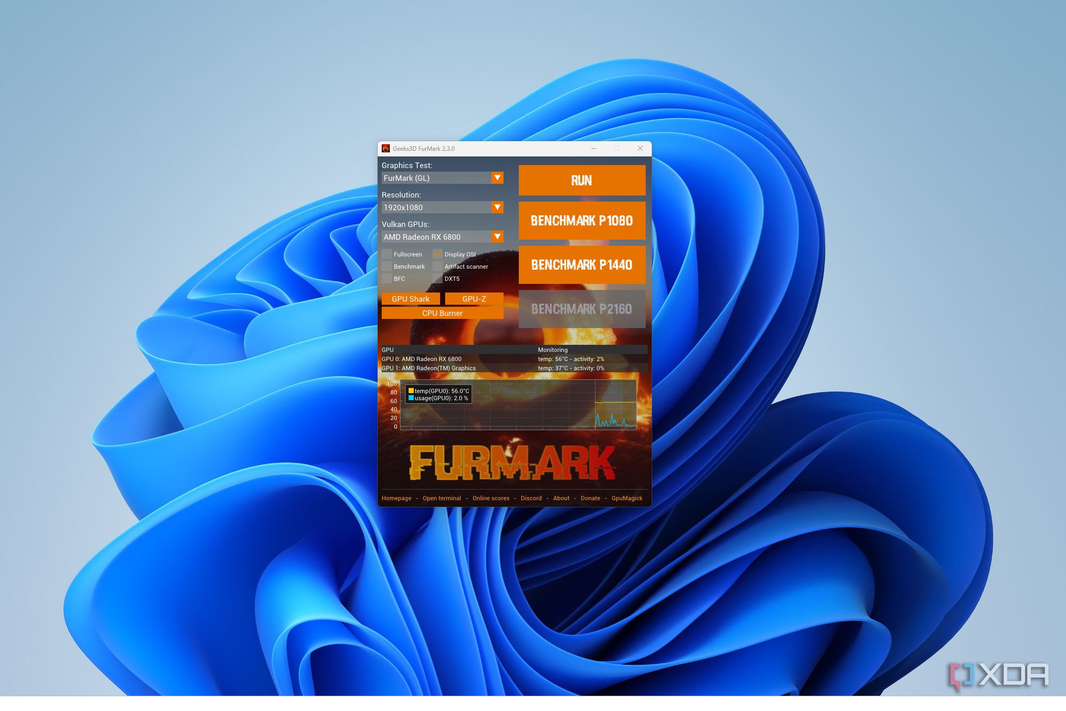 Image of furmark main screen