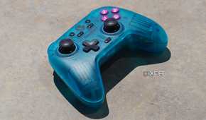 An angled view of the GameSir Nova on concrete.