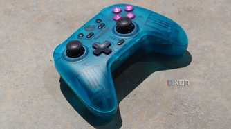 An angled view of the GameSir Nova on concrete.