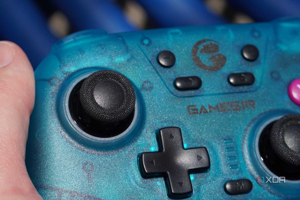 A close-up of the GameSir Nova in hand.