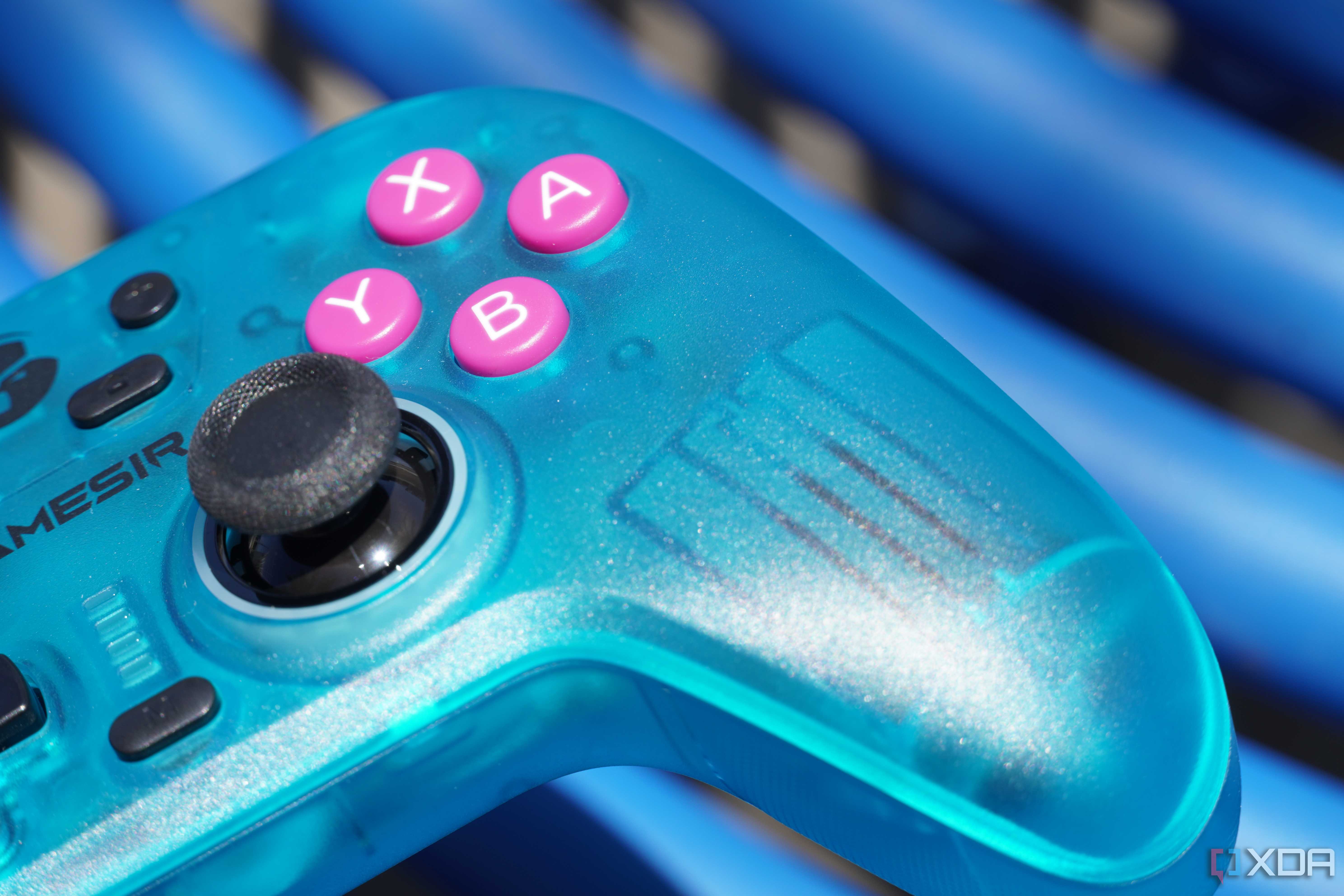 An angled view of the GameSir Nova face buttons.