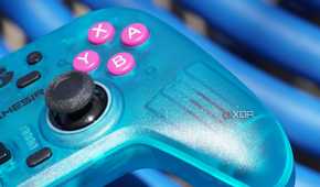 An angled view of the GameSir Nova face buttons.