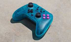 An angled view of the GameSir Nova on concrete.