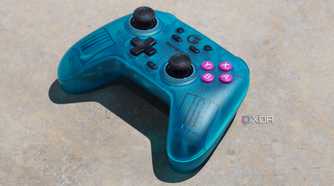 An angled view of the GameSir Nova on concrete.