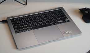 A close-up of the MacBook Air without a screen.