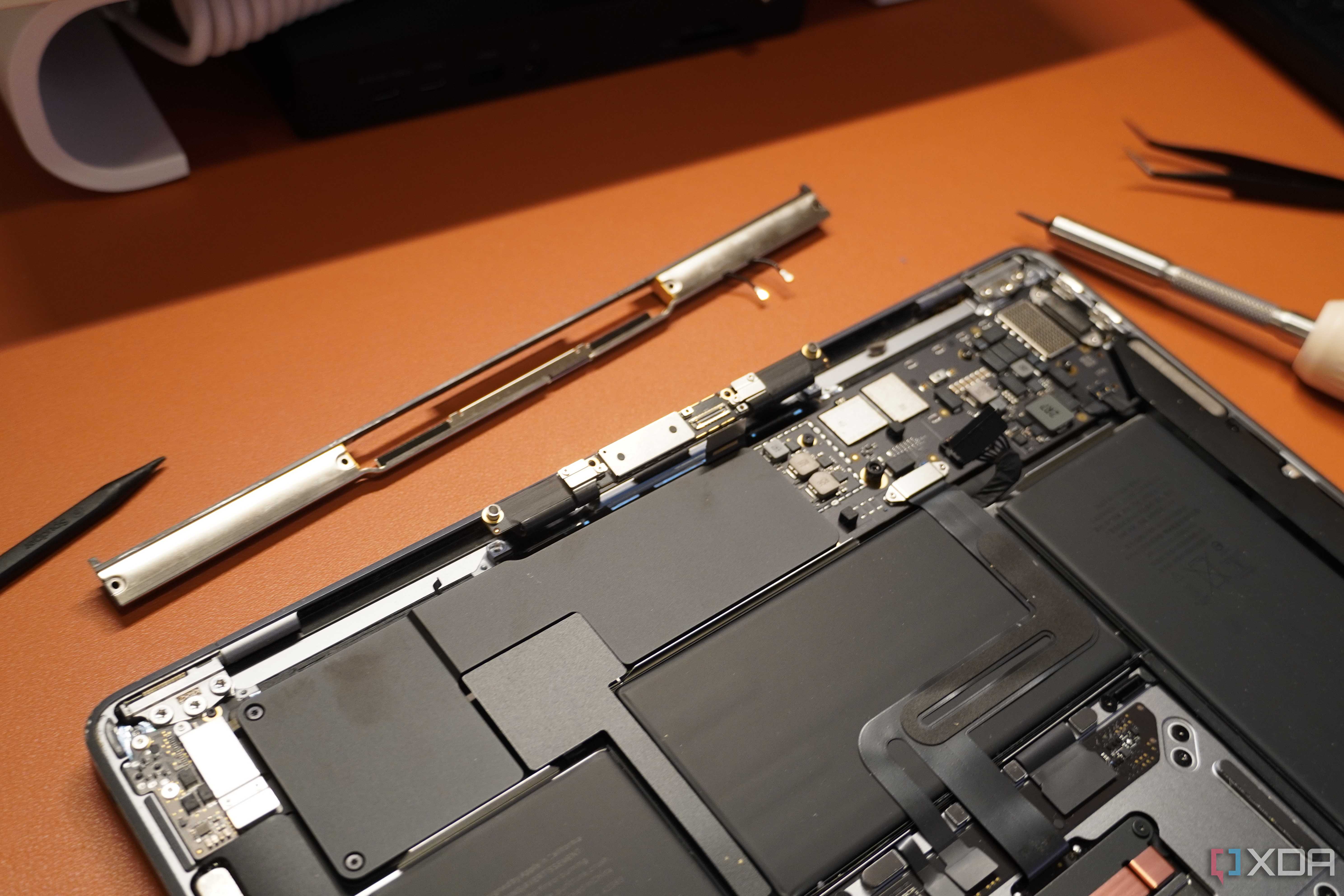The antenna cover outside of a MacBook Air topcase