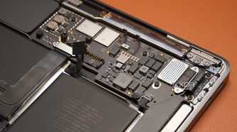 The battery connector inside an M1 MacBook Air.