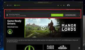 A screenshot showing the highlighted driver update pop-up in GeForce Experience client.