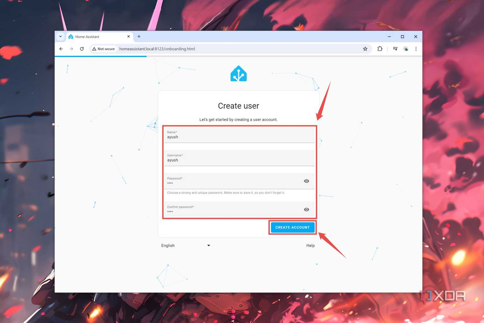 The login in credentials of Home Assistant