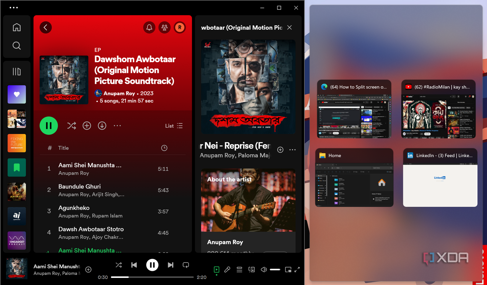 Screenshot showing multitasking feature in Windows 11