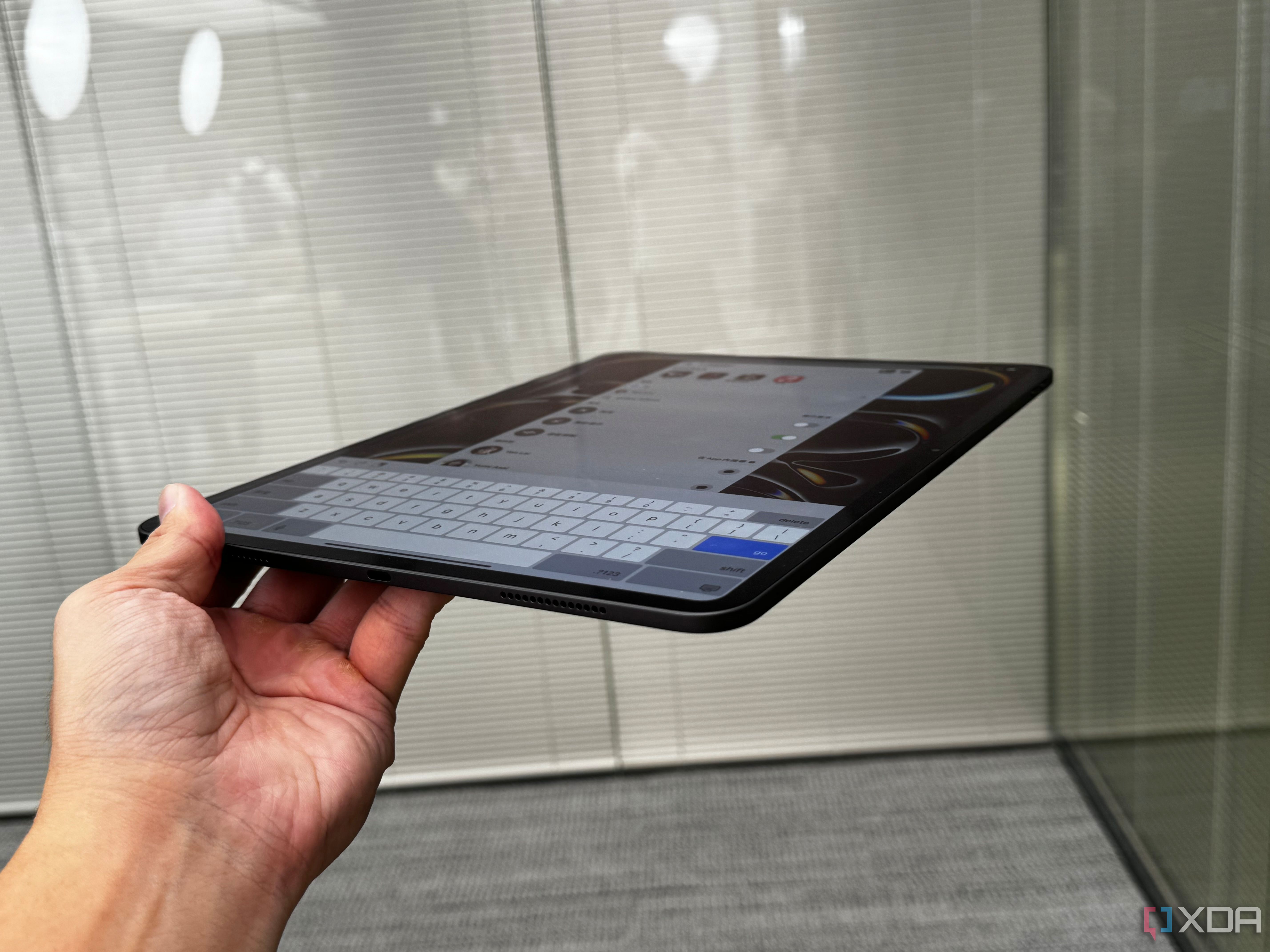 Angled view of the side of a 2024 iPad Pro