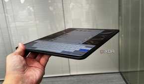 Angled view of the side of a 2024 iPad Pro