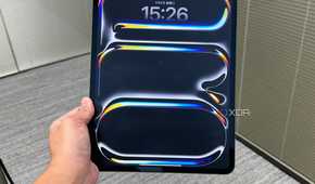 Front view of the 2024 iPad Pro in someone's hand