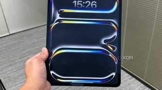 Front view of the 2024 iPad Pro in someone's hand