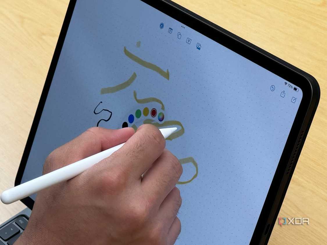 A hand drawing on an iPad Pro using the Apple Pencil Pro
