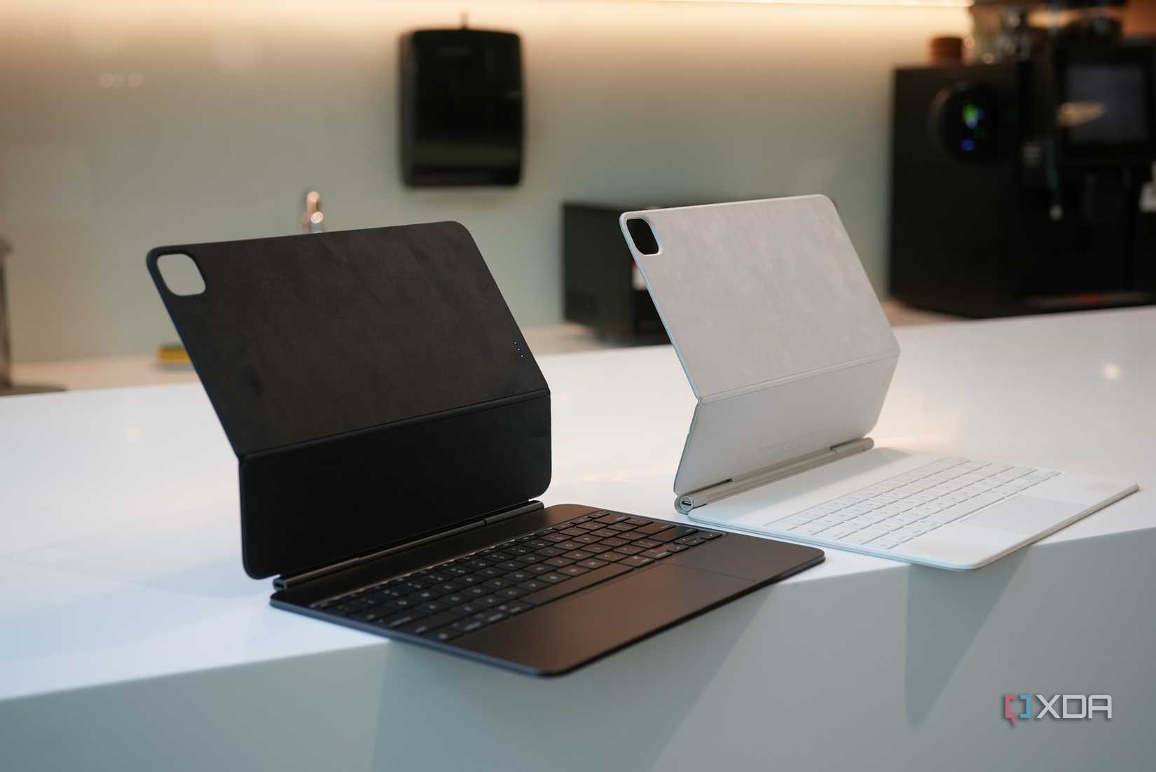 New Magic Keyboard (front) and older Magic Keyboard (back)