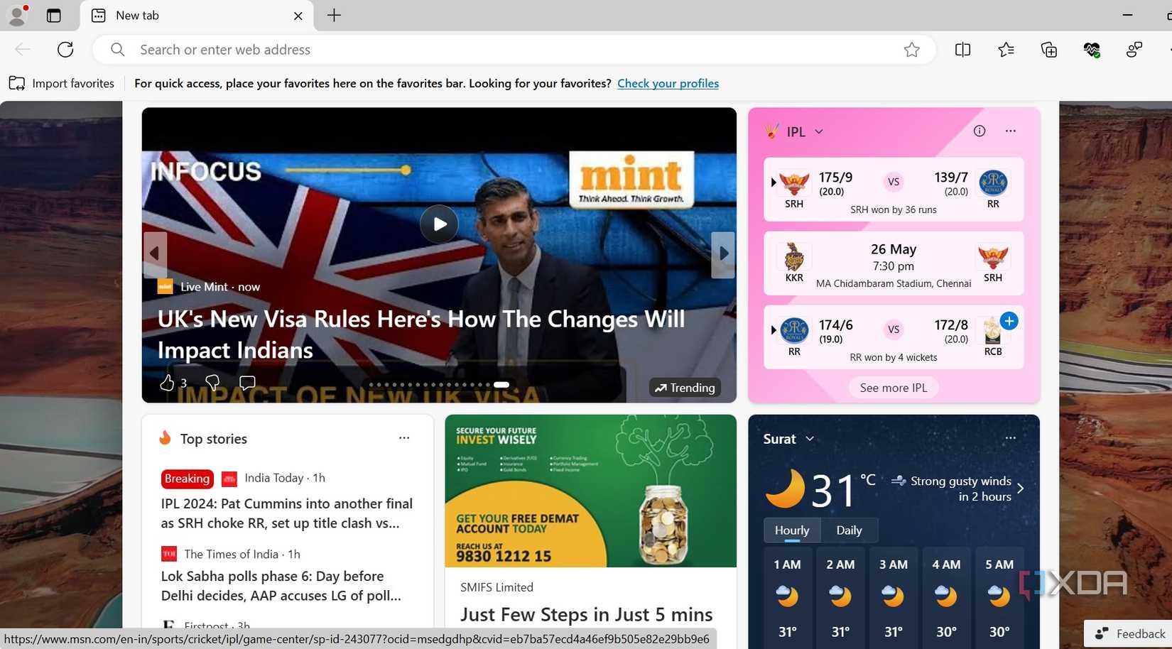 Microsoft Edge news feed