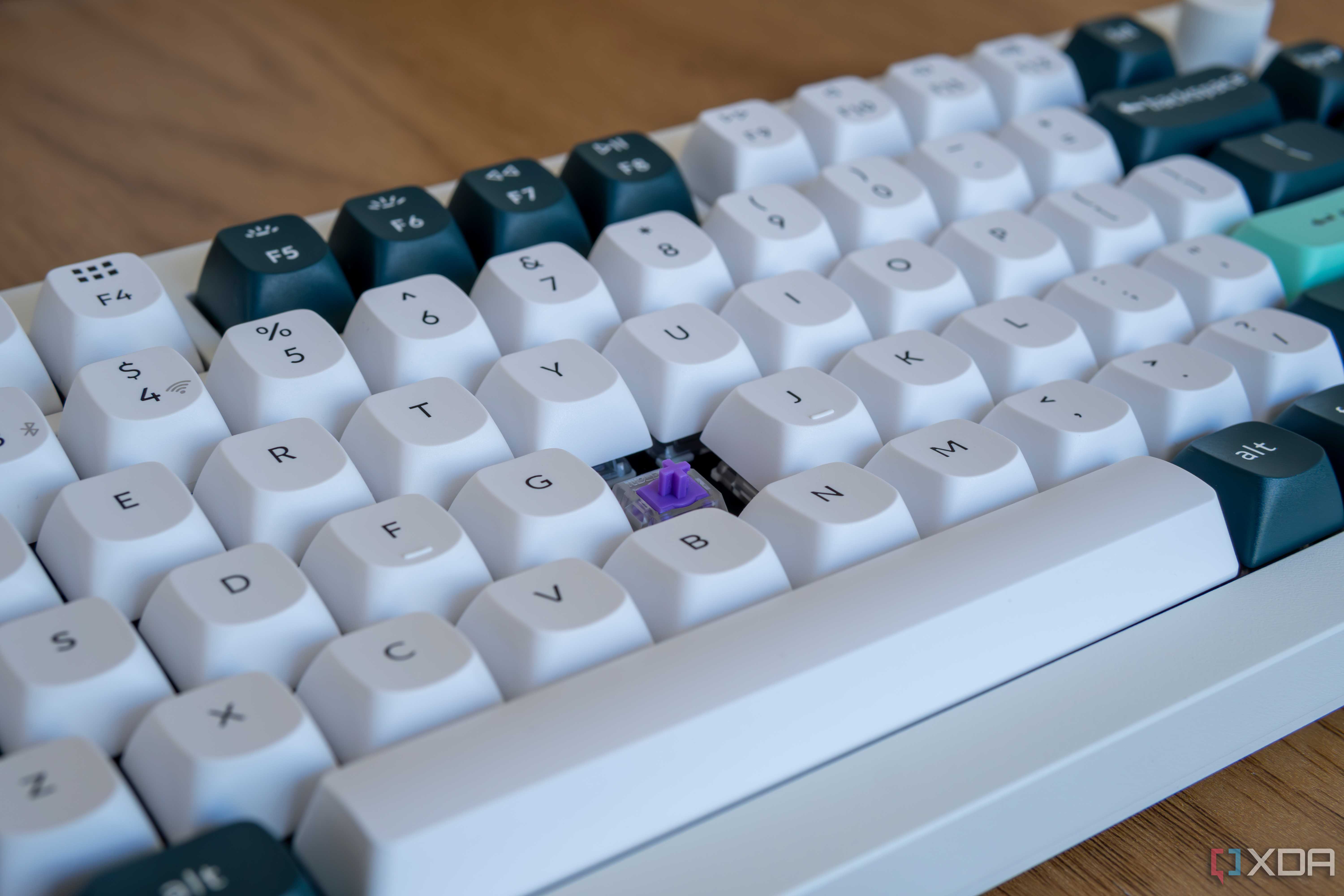 Close-up of the Keychron Q1 HE with a keycap removed from one of the letters