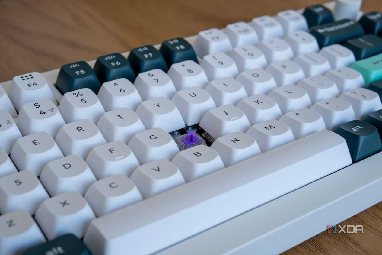 Close-up of the Keychron Q1 HE with a keycap removed from one of the letters