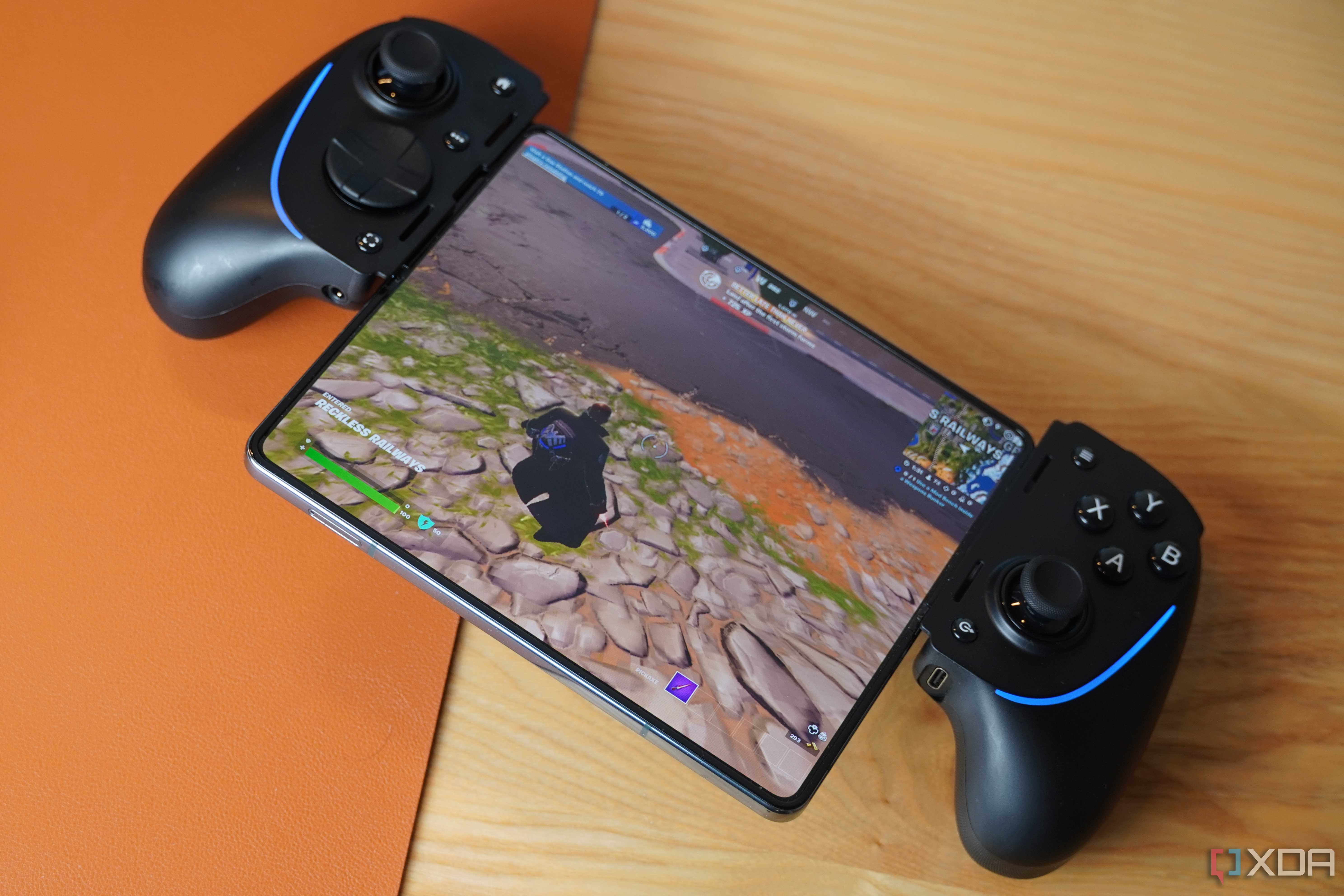 The Razer Kishi Ultra connected to a Galaxy Z Fold 4.