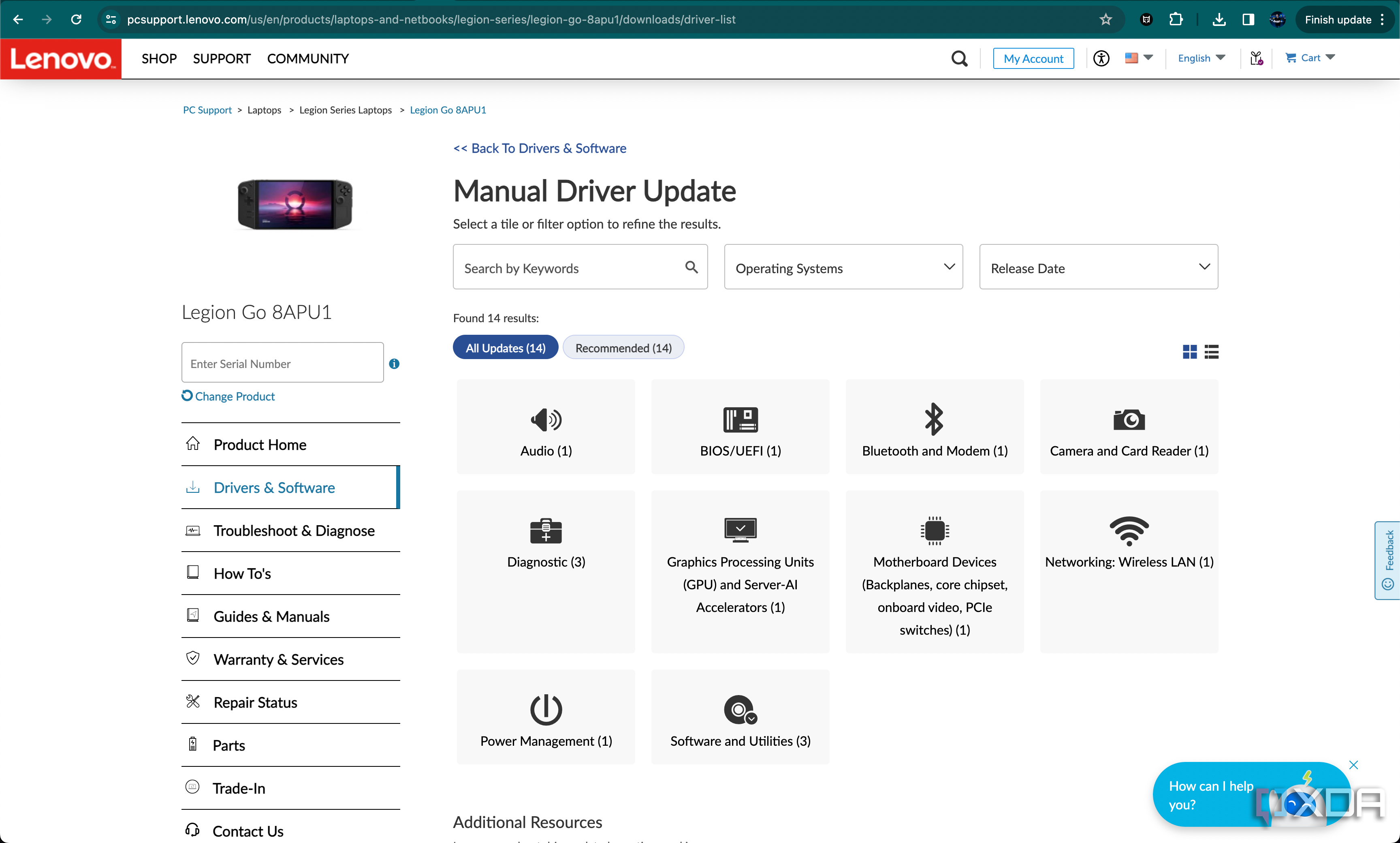 Manual driver update for the Lenovo Legion Go