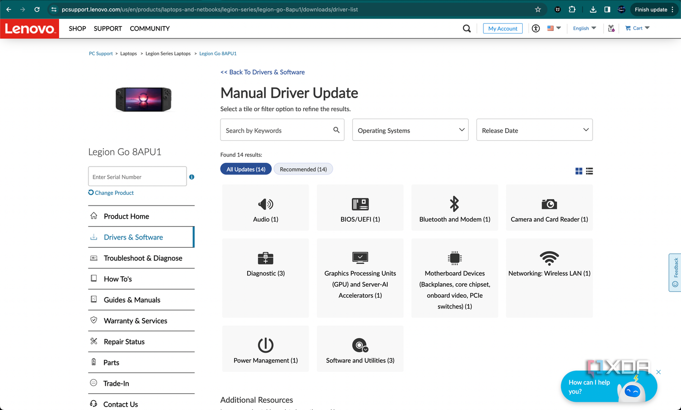 Manual driver update for the Lenovo Legion Go