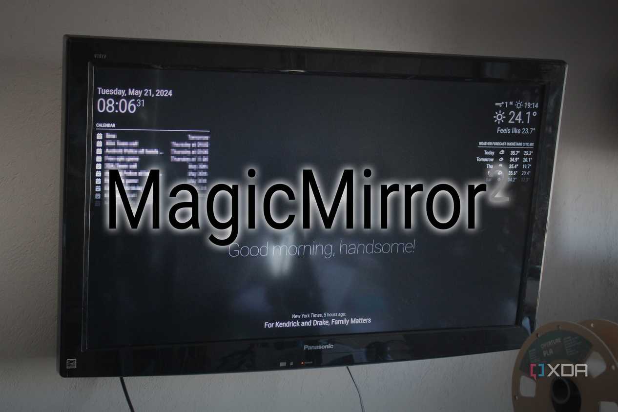 Magic Mirror wordmark over a magic mirror install