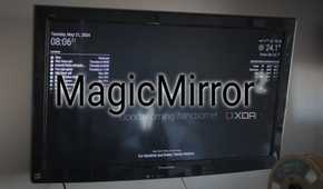 Magic Mirror wordmark over a magic mirror install