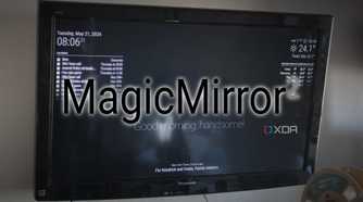 Magic Mirror wordmark over a magic mirror install
