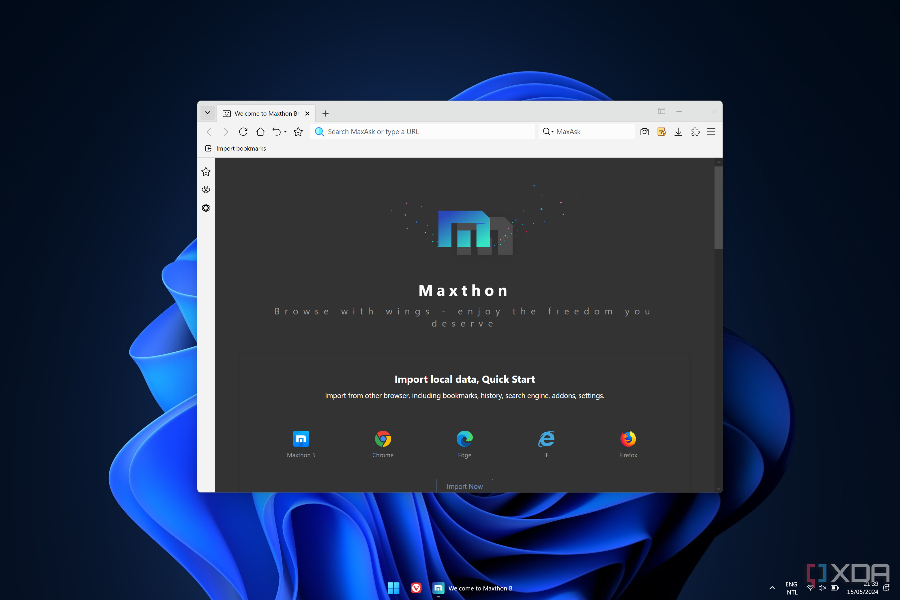 Screenshot of the default Maxthon Browser home page
