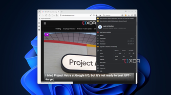 Screenshot of XDA homepage in Maxthon Browser with the browser menu open